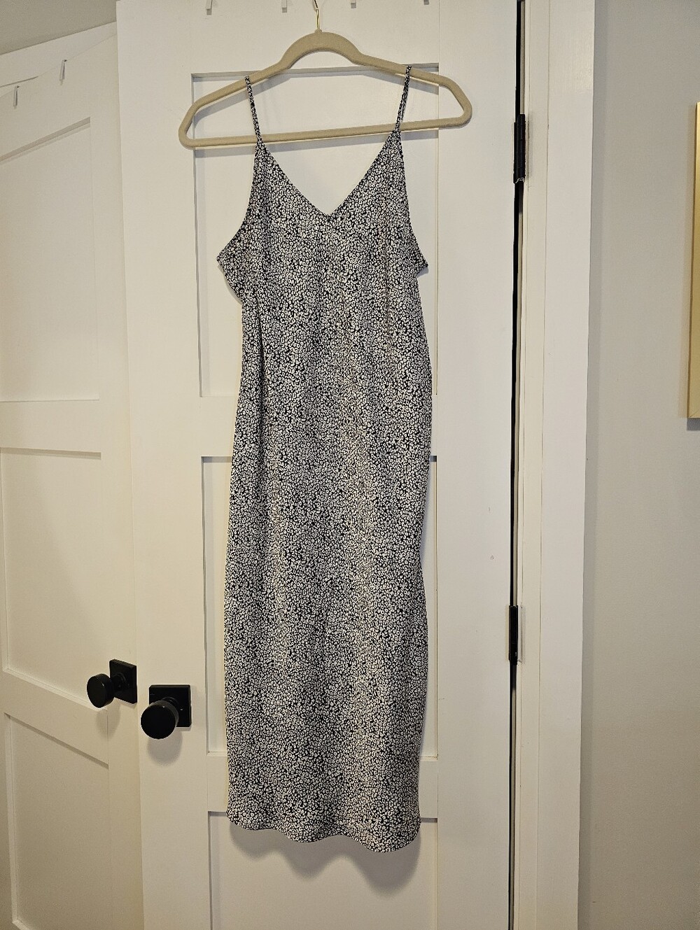 a new day Black and White Spotted Slip Midi Dress